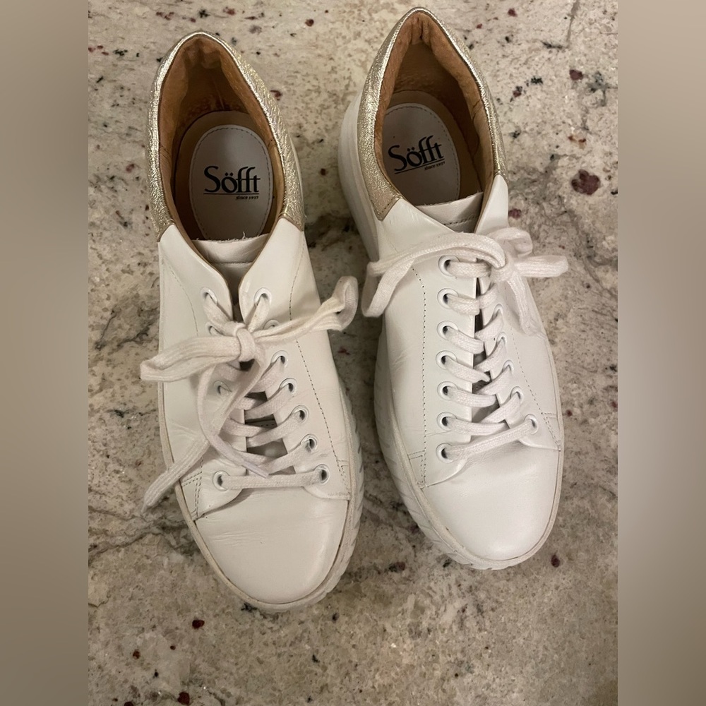 Sofft White Leather Sneakers